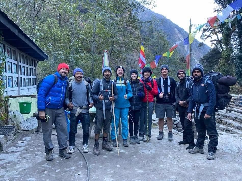 A Reet Trails group of guests and crew from five countries on the Langtang trail