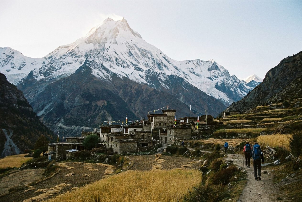 A Himalayan village on the trail in Nepal